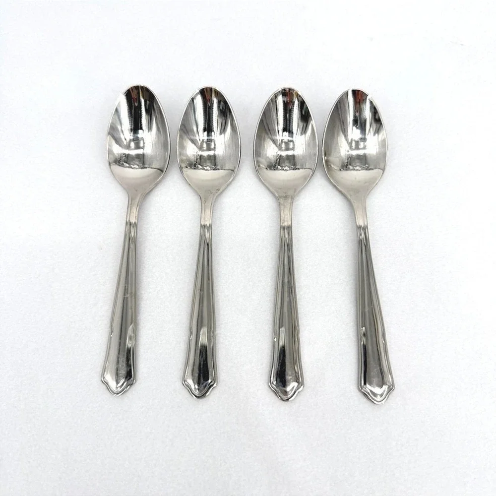 Oneida 18/10 Demitasse Dessert Mini Spoons Stainless Steel Flatware 4pc 4.25